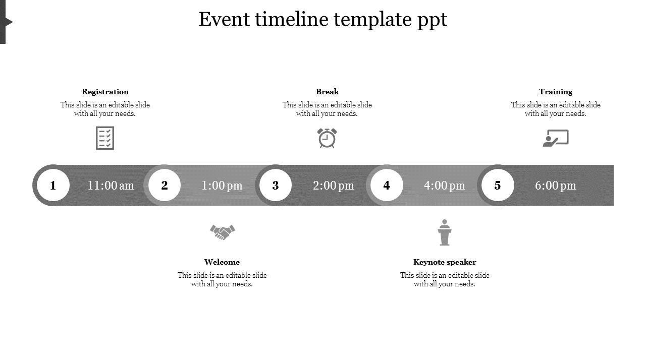 event timeline template ppt-Gray